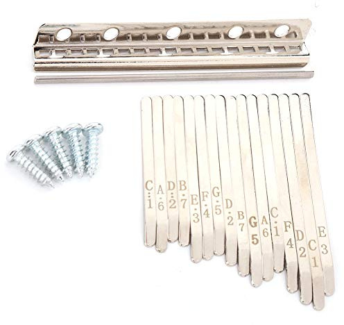 Kalimba Ersatz Kit, 17 Töne Kalimba Stahltasten und Bridge mit Stimmhammer für Afrikanische Mbira Daumenklavier Reparatur Teile Zubehör