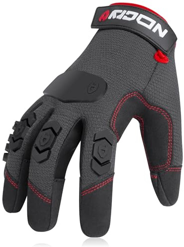 NoCry Heavy Duty Work Gloves for Men - Soft PVC Knuckle Protection - Reinforced Fingers & Thumb Crotches - Padded Palms - Double Stitched with Grip and Touchscreen Tips