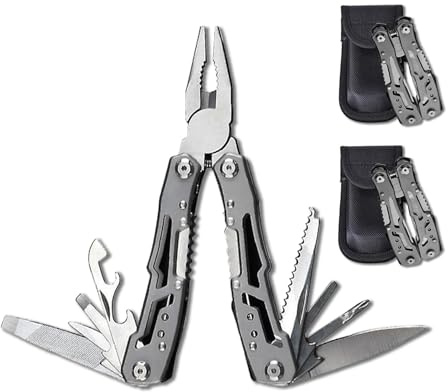 LEVADA PLUS Multitool 14 in 1 in Acciaio Inossidabile con Pinza, Coltello, Cacciavite, Sega e Apribottiglie – Strumento Compatto e Robusto per Campeggio, Escursioni, Sopravvivenza e Uso Quotidiano