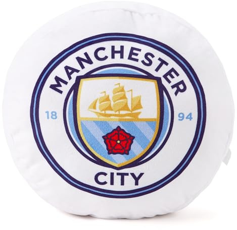 Manchester City FC Officially Licensed Crest Cushion: The 'Cityzens' Essential for Home & Away Match-Day Comfort for Supporters Young and Old