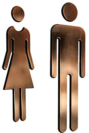 kowaku Set von 2 Toilettenaufklebern in antikem Stil; Türschild für WC, Damen und Herren; Selbstklebende WC-Schilder, Bronze