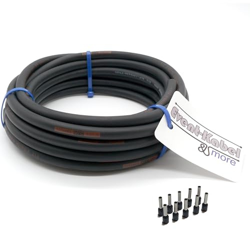 TITANEX H07RN-F 3x1,5 mm² (3G1,5) Gummikabel, Baustellenkabel, Campingkabel für den Außenbereich 5-100m inkl. 10 Aderendhülsen (25 Meter)