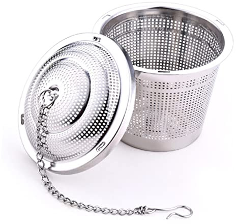 Passoire à Thé Fond Plat pour Tasse en Acier Inoxydable Argenté | Tisanes et Épices, Nettoyage Facile, Compatible Lave-vaisselle, Se Fixe au Mug