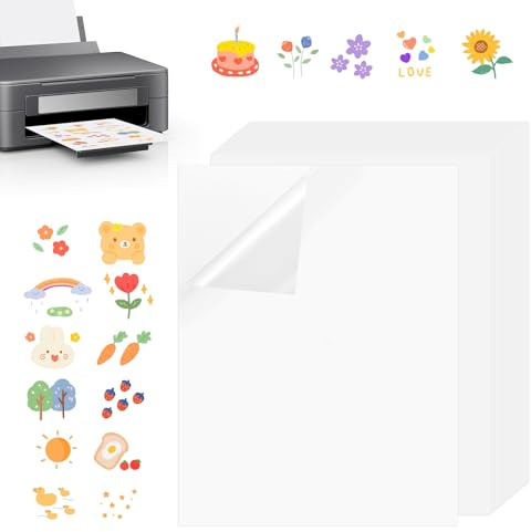 Selbstklebende Folien Bedrucken,20 Stück A4 Klebefolien Druckerpapier,Stickerpapier Papier Zum Bedrucke,Vinylfolie Inkjet Aufkleber Sticker,Aufkleber Selbstklebend für Tintenstrahldrucker Laserdrucker