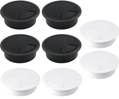 8 Piezas Tapa Pasacables Mesa Oficina 50mm Tapa Cables Escritorio Embellecedor Plastico Pasacables Blanco Redondo Cubierta de Agujero para Encastrar Usb Alambre Computadora Muebles Pared