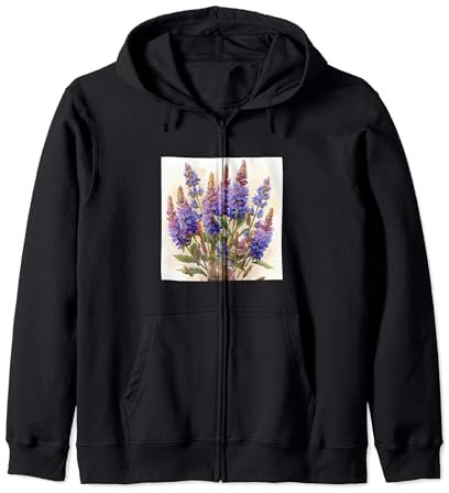 Anise Hyssop Bouquet Floral Pastel Colors Graphic Zip Hoodie