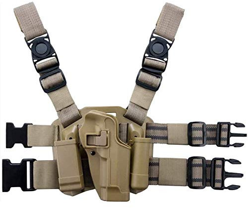 ANSNOW Beretta 92 Drop-Leg-Holster, Cqc Serpa, Rechtes Bein, Drop-Leg-Oberschenkel-Pistolenholster, Magazin- Und Taschenlampentasche Für Beretta 92 96 M9 M92/Khaki