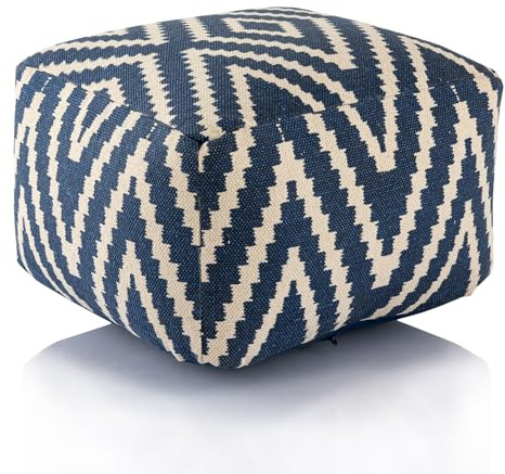 casamia Fusshocker Pouf Sitzwürfel Kelim 50x35x50cm Bodenkissen Baumwolle Farbe Blau