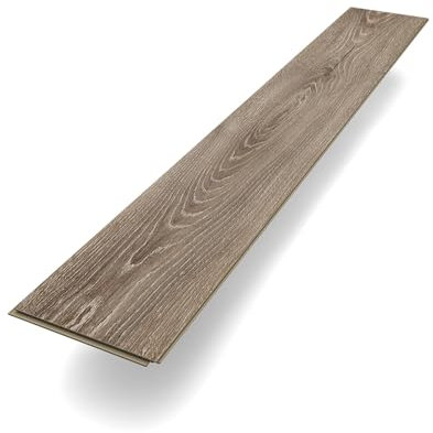 Laminat Basic Eiche Weinsteig | Grau Holzoptik Rustikal | Klicklaminat einfach zu verlegen | 1292 x 193 x 7 mm | Paket mit 2,5 m² | Fußbodenheizung geeignet | Nachhaltig | Bodenglück