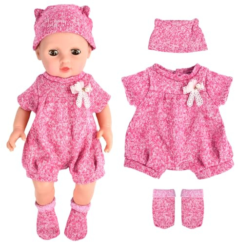 Puppenkleidung 35-43 cm, Kleidung Outfits für Baby Puppen, Puppenkleidung, Baby Puppe Kleidung mit Baby Langarm Bodys, Mantel, Socken