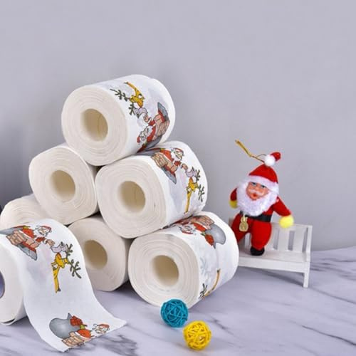 Rouleau de papier toilette amusant de série de motifs de Noël, motif Père Noël délicat, adapté à différents paramètres (A)