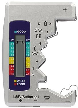 MZZYG Testeur De Batterie Testeur de Piles Bouton Universel de capacité numérique for vérificateur de testeur de Piles Lithum N/AAA/CAA/D/1.5V(Silver)