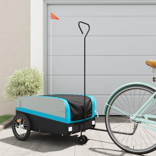 Somanki Fahrradanhänger Schwarz und Blau 45 kg Eisen, Fahrrad Anhänger, Lastenanhänger, Handwagen, Fahrrad-lastenanhänger, Lastenfahrrad - 94072