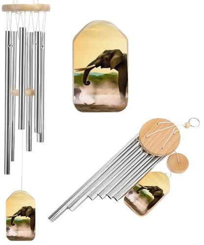 Afrika-Elefanten-Windspiel für draußen, einzigartige Aluminiumröhren, Gedenk-Windglocke, groß, tiefer Ton, Windspiel für Terrasse, Garten, Dekoration, Geschenk für Mutter, Frauen, Nachbarn