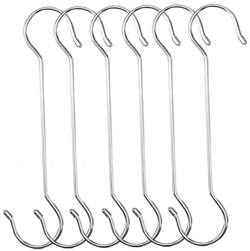 6 Stück hängende Pflanzenhaken, robuste Edelstahl-S-Haken, 30,5 cm lang, Pflanzenkorb-Rack-Haken für Vogelhäuschen, Laternen, Windspiele, Blumenkörbe, für den Innen- und Außenbereich, S-Haken zum Aufh