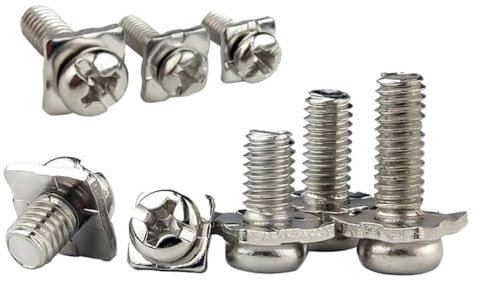 M3-M5 Nichelato Rondella quadrata Vite a due combinazioni Croce Testa tonda Testa bombata Cuscinetto Vite della morsettiera, M4x10x8mm(30 pezzi)