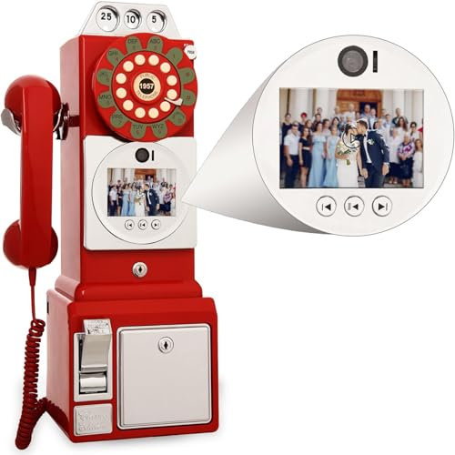 Video Audio Guest Book Wedding Phone, Customized Video Messages, 108OP HD Video Phone Guestbook for wedding, Preserve Your Special Occasions, for Wedding Bridal Shower, Birthday, Graduations red