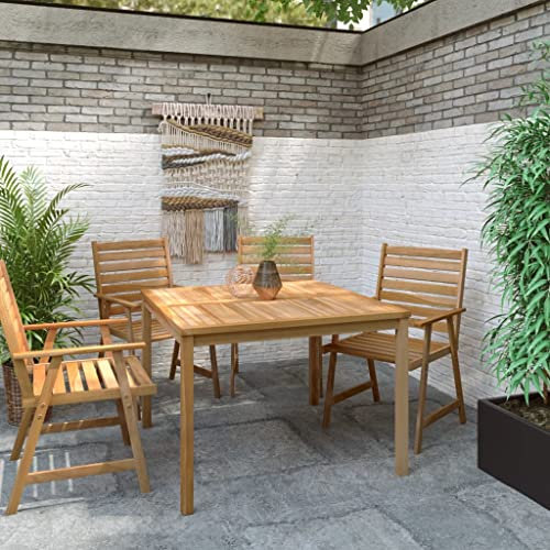 jiangboyue-316637 Table à manger de jardin en teck massif 110 x 110 x 77 cm