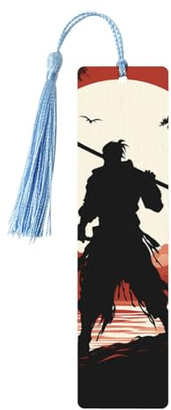 Lesezeichen aus Holz für Buchliebhaber, Samurai-Lesezeichen mit Quasten, Handwerk, Holz, Lesezeichen, Etikett, Holz, Lesezeichen, Lesezeichen, Ornamente, Geschenk für Frauen und Männer