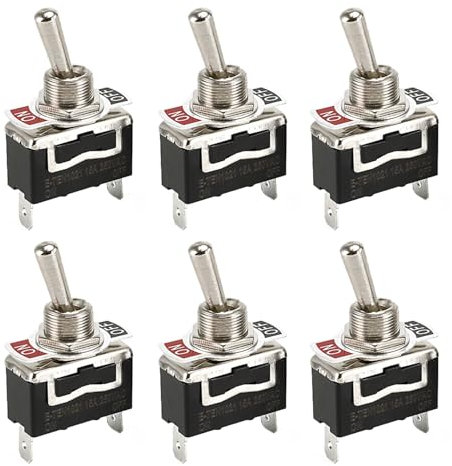Powice 6 Stück Kippschalter 12V/15A,Miniboot 2Poliger Schalter 12V,12V/230V Schalter Geeignet für Den Einbau in Häusern, Autos und Elektrischen Geräten Schwarz