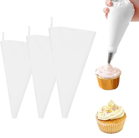 vcsjw Spritzbeutel Wiederverwendbar 3 Stücke,Profi Spritzbeutel 40/35/30 cm,Spritzbeutel Groß,Spritzbeutel aus Baumwolle,Spülmaschinenfest,für Dekorieren Von Gebäck, Torten Geeignet, Hausbacken