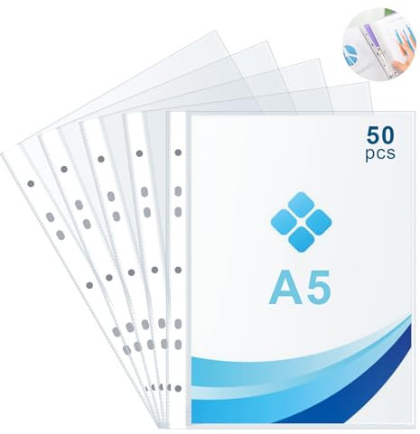 50 Stück Prospekthüllen A5, 160µ Klarsichthüllen A5 aus PP-Kunststoff, glasklar, Ideal für Dokumente, Akten & Präsentationen