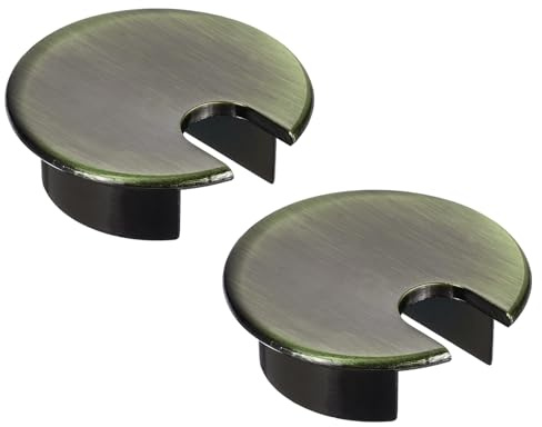 sourcing map 2 Pcs Desk Grommet 1.4 Inch, Zinc Alloy Round Desk Hole Cover Wire Cable Cord Organizer for Home Office Computer Table Cables, 35mm, Bronze