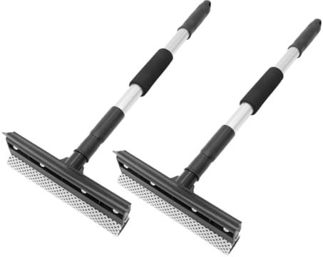 TOPBATHY Raclette pour Nettoyage Facile des Vitres Plusieurs Styles Télescopique avec Manche Extensible en Acier Inoxydable, Double Face Lot de 2 Pièces Plusieurs Styles Portes en Verre et Miroirs