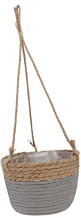 TOYANDONA Panier à Fleurs Suspendu en Corde de Jute Gris pour Décoration Intérieure et Extérieure, Pot Fait Main, à Suspendre Nordique Élégante, Jardinage et Déco Jardin, Pot Suspendu