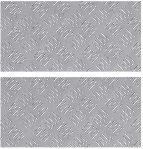 vidaXL Plaques à Damier 2 pcs Argent 50 x 25 cm Aluminium, Tapis Modernes d'intérieur, Matelas extérieurs durables, marches antidérapantes, Style Contemporain, sécurité