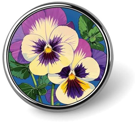 Red Rose Love Heart Lapel Pin Fashion Brooch Pin Cute Button Badges Round Button Pins Enamel Pins Metal Pinback for Hat Shirt Clothing Bags Decoration, Pansy Perfection Print, Circular
