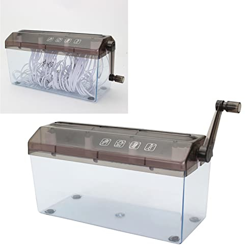 SIXRUN Transparent Manual Operation Paper Shredder Premium Plastik A4 Schneidmaschine für das Haus, die Klasse, den Desktop (Black)