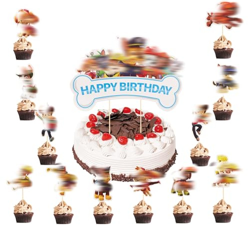 Dog Cake Toppers, Figures Birthday Cake Decorations Cupcake Toppers Party Decorations Supplies for Kids Boy Girl Birthday Shower Party Supplies