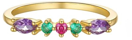 Wycian Bague Or Femme Personnalisable Bague de Mariage Couple en Or 9K Au375 Forme Marquise Améthyste Taille 46.5 pour Épouse Mère