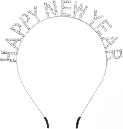 Diadema De Año Nuevo,Diadema Happy Nuevo Año Con Diamantes,Para Eventos Y Fotografía Festiva Y Celebraciones