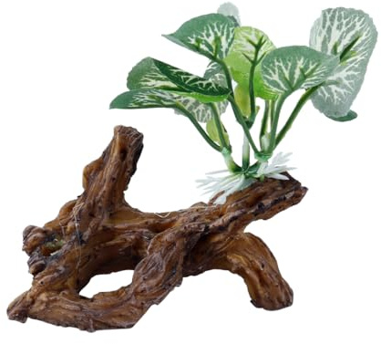 Hoite Aquarium Dekorationen Grün Künstliche Pflanze Treibholz Höhle Holz Haus Kunststoff Betta Blatt Pad Vordergrund Ornament