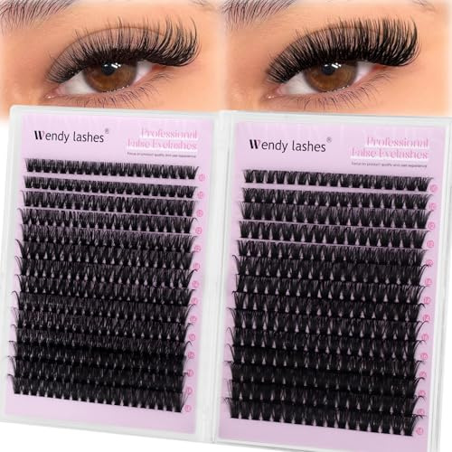 Pestañas Pelo a Pelo 60D+80D D-Curl Pestañas Postizas Individuales Cluster Lashes 10-18mm Naturales Extensión De Lashes DIY Para Principiantes(60D+80D-0.07D1018)