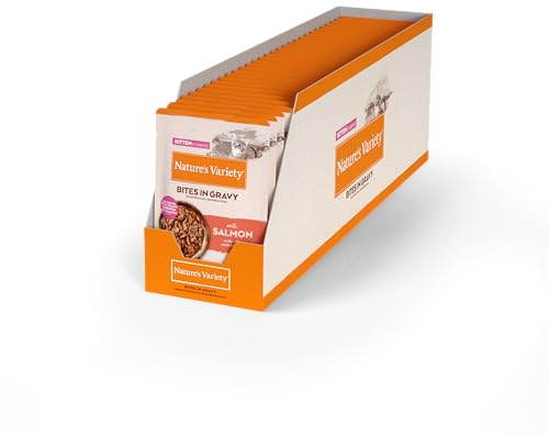 Nature's Variety Bocaditos en Salsa, Comida húmeda para Gatitos con Salmón: 28 bolsitas de 70g