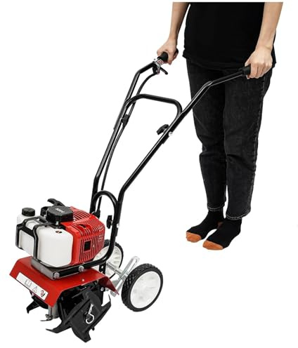 Cultivador de gasolina de 52 cc de 2 tiempos, rotavador de jardín para labrar el suelo, herramienta de granja de energía de gas 6500 rpm para arar eficientemente