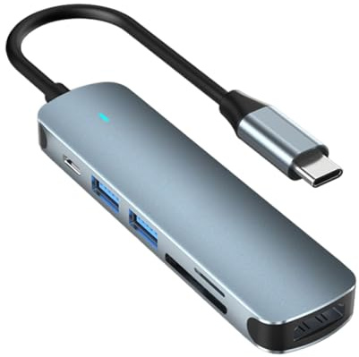 USB C Hub para Portátil Expansor USB C para Computadora | Dispositivo 6 en 1 para Usuarios de Portátiles en Oficina Hogar Cafetería Presentaciones