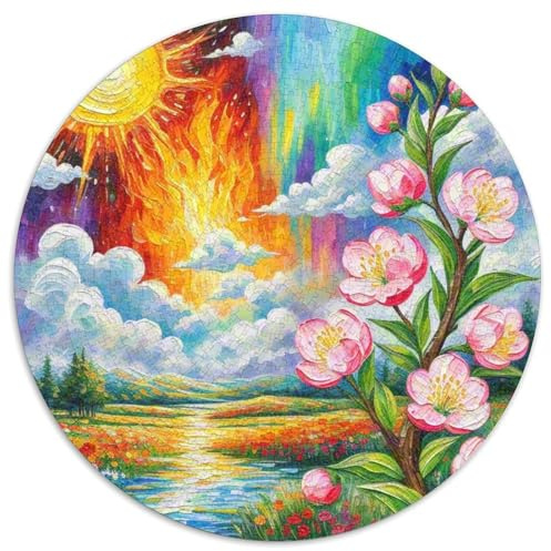 Pfirsichblüte 1000 Stück Puzzle Rund Fur Erwachsene Und Kinder Blumen Geschicklichkeitsspiel Geschenk Fordernd Kleinkinder Groß 1000pcs (67.5x67.5cm)