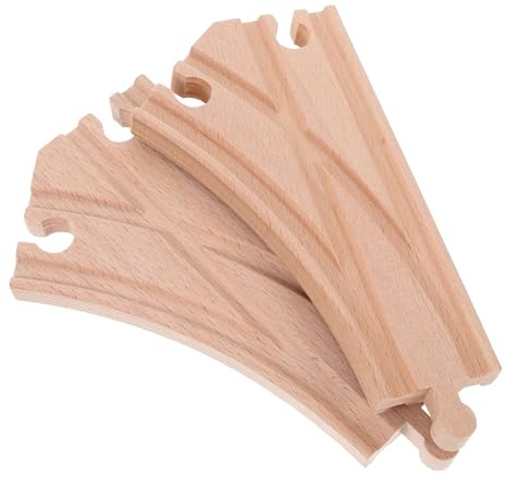DRESSOOS 2 Stück Teiliges Holz Eisenbahn Weichen Robuste Holzeisenbahn Zubehör Kompatibel mit Gängigen Holzzug Schienensystemen Fördert Kreative Spielwelten für Kleinkinder