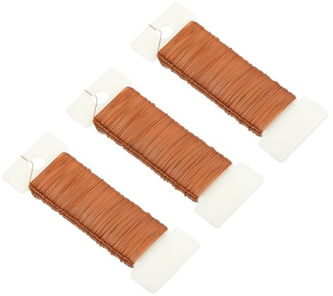 QUARKZMAN Insgesamt 3 Rollen Metall-Draht Kupfer Flexibles Dünnes | Floristik-Draht, 0.35mm 27 Gauge 114 Yards/345 Feet, Für Basteln Weihnachtskranz Blumenarrangement Hochzeit