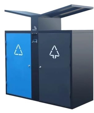 RYUQW3RE Cubo de basura para exterior con tapa Contenedor doble de gran capacidad for residuos metálicos en espacios públicos exteriores