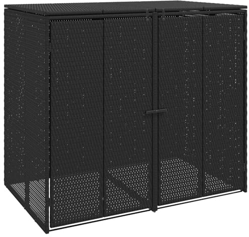 vidaXL Mülltonnenbox 2 pcs Schwarz 65 x 80 x 115 cm Polyethylen, Garten- und Terrassendesign, rechteckiger Stil, moderner Charme, langlebige Materialien, umweltfreundliche Optionen, für Räume