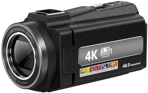 Caméra Vidéo, Caméra vidéo 48MP 4K, caméscope 3.0 Zoom 16X avec Phone écran Tactile Vlogging IR Vision Nocturne caméras Wi-FI Vlog Web(Standard)