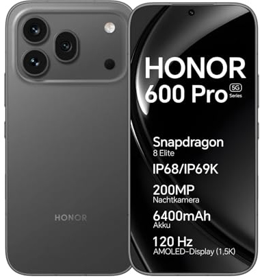 HONOR 600 Pro 5G Smartphone Móvil, 6,57 120Hz AMOLED, Cámara Triple 200MP, Batería 6400mAh, Carga Rápida 80W, IP68/IP69K, Snapdragon 8 Elite, Android 16