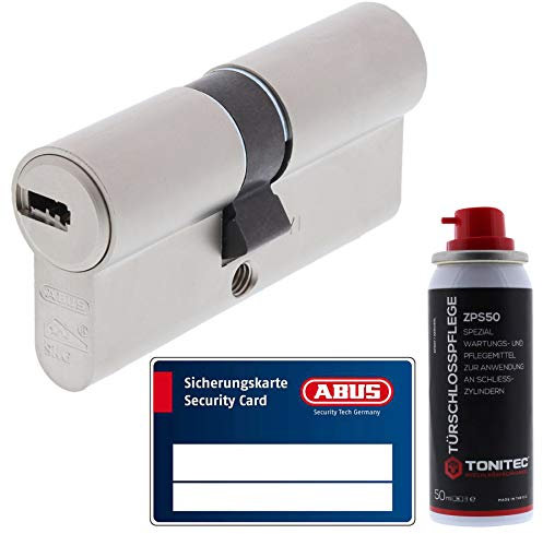 ToniTec Set aus ABUS Schließzylinder Türzylinder als Doppelzylinder EC660 GS gleichschließend inkl. 3 Schlüssel je Bestellung mit Sicherungskarte Größe 45 50mm + ToniTec Pflegespray