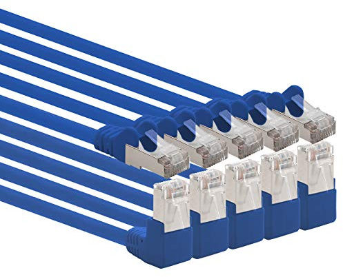 1aTTack.de 366200 Cat.6 Netzwerkkabel Winkel 90 Grad 3,0 m - blau - 5 Stück - Cat6 Patchkabel (SFTP PIMF) 1000Mbit/s Rj 45 Stecker - 5 x 3,0 m Meter blau