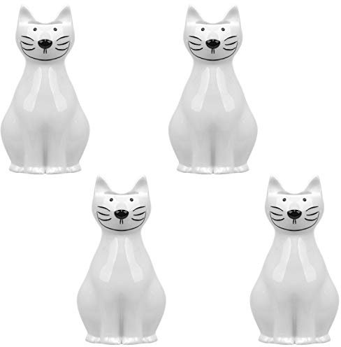 Luftbefeuchter 4-teiliges Set aus Keramik KATZE weiß zur Befestigung am Heizkörper Heizung Wasserverdunster Diffuser a1675